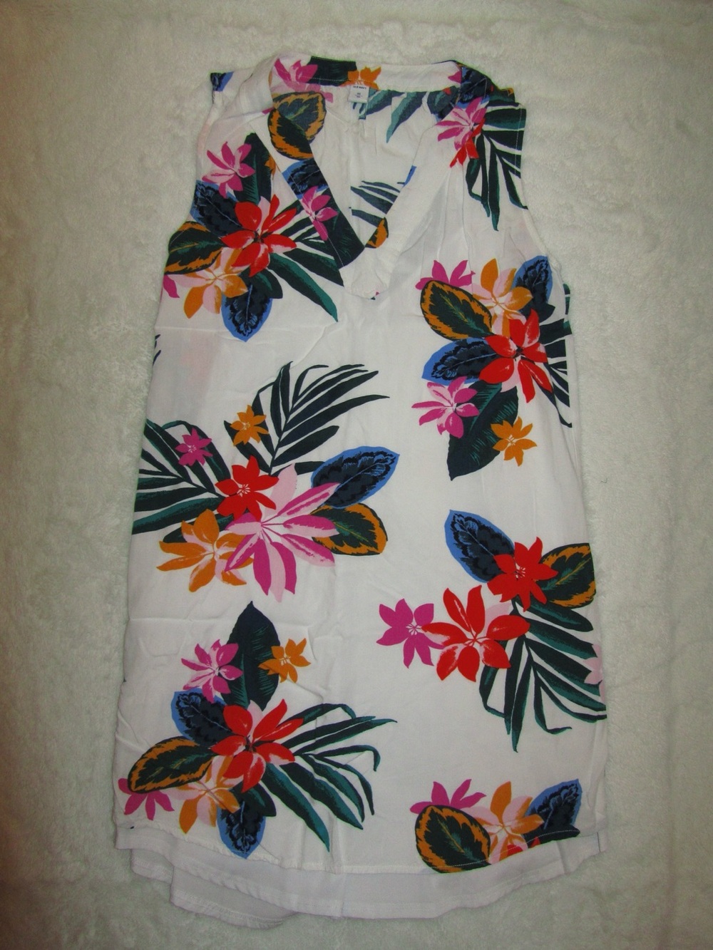 White Tropical Floral One-Piece Dress